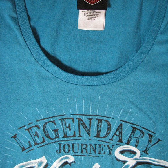 Harley Davidson Blue Legendary Journey Shirt Women's Size Small Virginia Beach - Picture 2 of 6